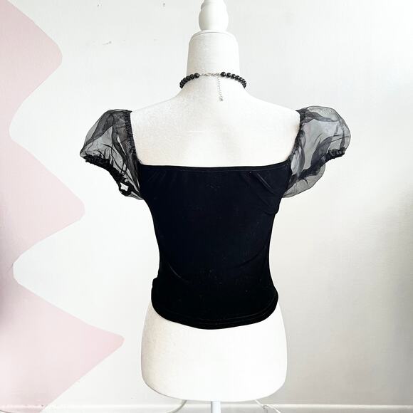 Red Velvet Puff Sleeve Top Victorian Gothic Romantic Vampire Whimsigoth Small - Picture 2 of 6